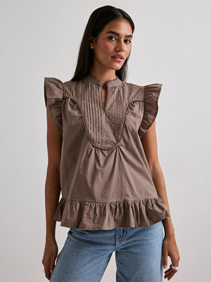 Only Onladda S/L V-Neck Top Ex Wvn - Brun