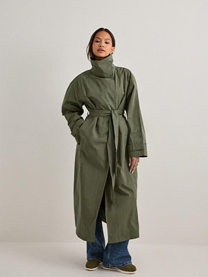 Nelly High Collar Trench Coat - Grön