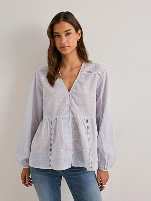 Only Onlnora L/S V-Neck Shirt Noos Wvn - Vit