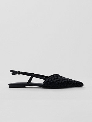 Nelly Pointy Braided Slingback - Svart