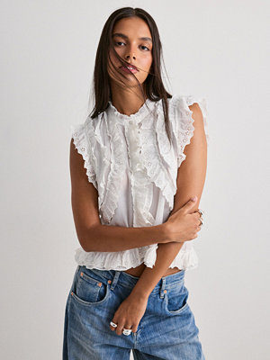Neo Noir Celia Ruffle Top - Vit