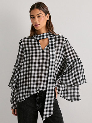 Vero Moda Vmsia Ls Flounce Top Wvn Ga - Svart