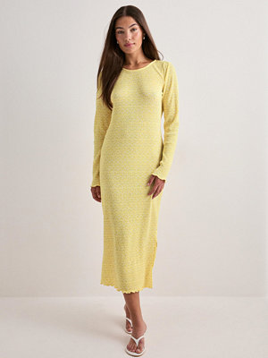 Pieces Pcflora Ls Midi Dress Jrs Noos Bc - Gul