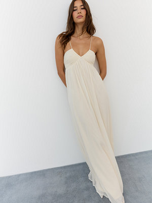Nelly Ruched Detail Dress - Beige