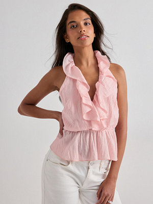 Nelly Flounce Halter Neck Top - Rosa