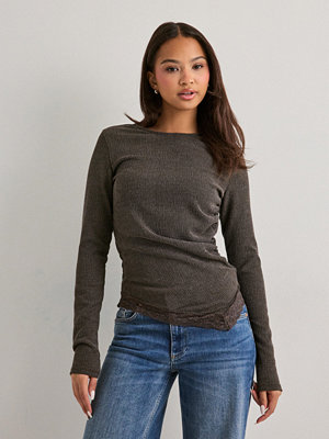 Vero Moda Vmluna Ls Asm Lace Detail Top Jrs E - Brun