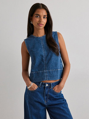 Pieces Pcsilke Sl Denim Top Noos Bc - Blå