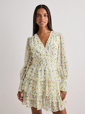 Pieces Pcmonika Nanna Ls V-Neck Dress Wvn - Blommig