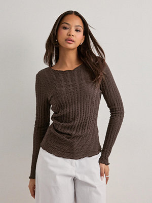 Only Onlella L/S Ruching Top Jrs - Brun