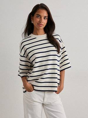 Pieces Pcgian 2/4 Boxy Oneck Knit - Blå