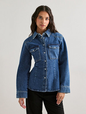 Malina Anthea Fitted Waist Denim Shirt - Blå