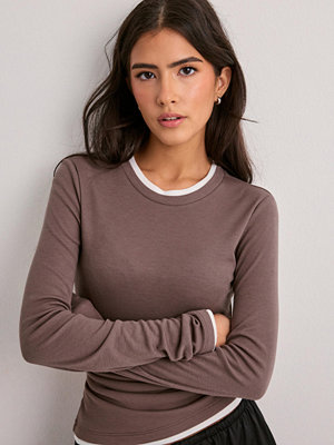 Nelly Double Look LS Top - Brun