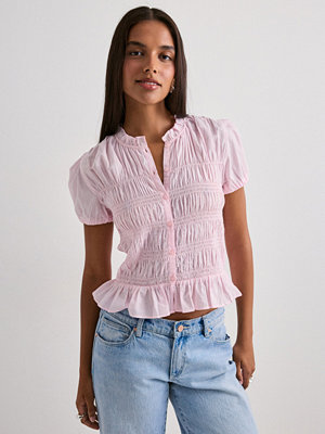 Nelly Puff Sleeve Smock Blouse - Rosa