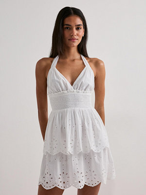 Nelly Tied Embroidered Dress - Vit