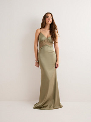 Nelly Lace Insert Dress - Grön