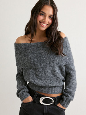 Only Onlshine Ls Off Shoulder Cc Knt - Grå