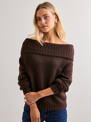 Only Onlshine Ls Off Shoulder Cc Knt - Brun