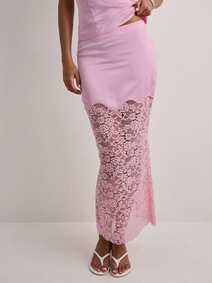 Nelly Satin Lace Skirt - Rosa