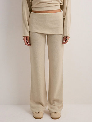 Nelly byxor Effortless Knit Overlay Pants - Beige