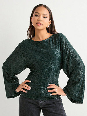 Nelly Glitter Volume Sleeve Top - Grön