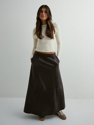 Vero Moda Vmolive Hw Coated Ankle Skirt Prm - Brun