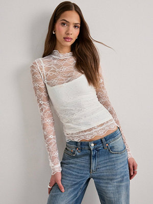 Nelly Lace LS Top - Vit