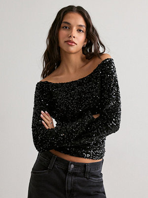 Pieces Pckam Ls Offshoulder Top Jrs Bc - Svart