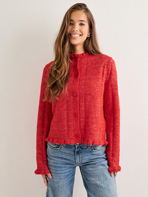 Pieces Pcjasmijn Ls O-Neck Knit Caridgan B - Röd