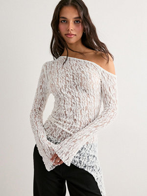 Nelly Asymmetric Lace Top - Vit
