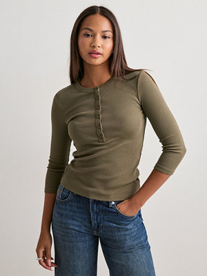 Nelly Perfect Rib Button Top - Grön