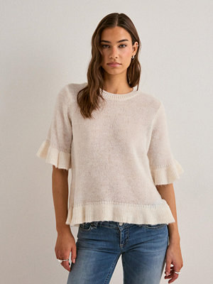 Only Onlella Ss Frill O-Neck Knt - Beige