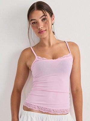 Nelly Soft Lace Detail Singlet - Rosa