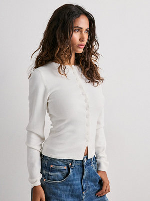 Nelly Button Knit Cardigan - Vit