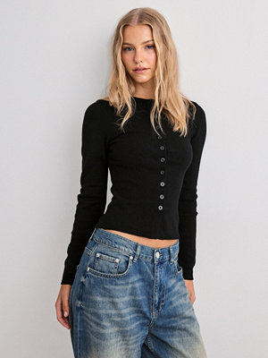 Nelly Button Knit Cardigan - Svart