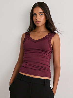 Pieces Pcbarbera Lace Top Noos Bc - Röd