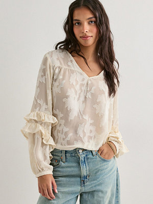 Pieces Pcmelvine Ls Top Wvn - Beige