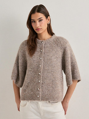Neo Noir Amaya Fluffy Knit Cardigan - Beige