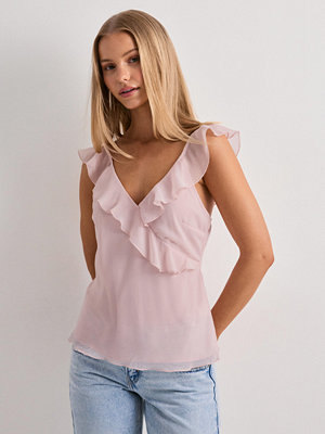 Nelly Flounce v-neck top - Rosa