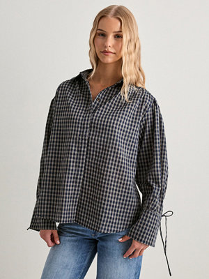 Pieces Pcjune Ls Pleated Detail Shirt Wvnd - Rutigt/Randigt