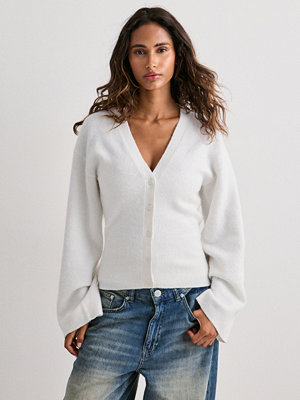 Nelly Tight Waist Knit Cardigan - Vit