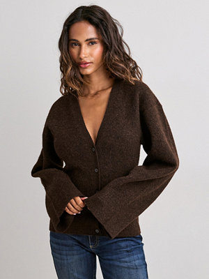 Nelly Tight Waist Knit Cardigan - Brun