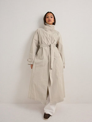 Nelly High Collar Trench Coat - Beige