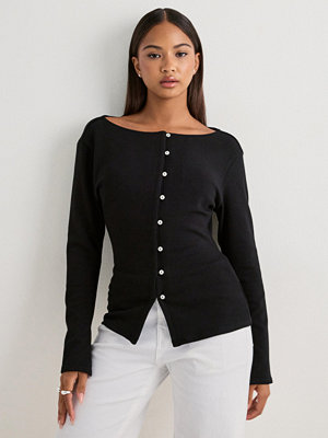Nelly Waist Button Cardigan - Svart