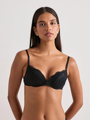 Nelly Micro Lace Push Up Bra - Svart