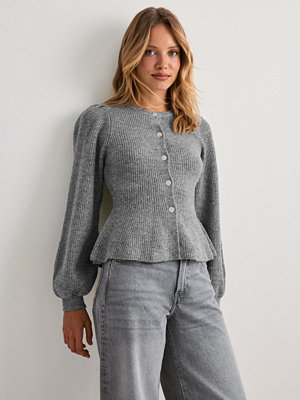 Pieces Pcsilly Ls Puff Knit Cardigan Noos - Grå