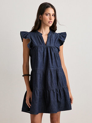 Only Onlshania S/L Frill Short Dnm Dress - Blå