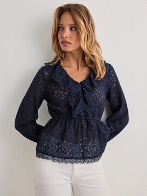 Vero Moda Vmriley Ls Frill Lace Top Wvn Exp - Blå