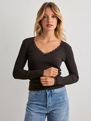 Only Onlsara Sharai L/S V-Neck Top Jrs N - Brun