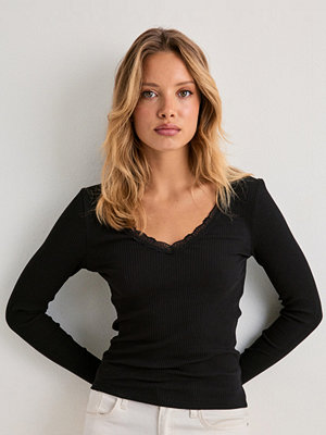 Only Onlsara Sharai L/S V-Neck Top Jrs N - Svart