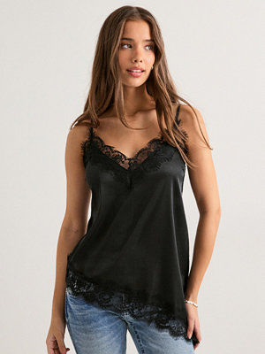 Pieces Pcnomi Strap Satin Lace Top Wvn D2D - Svart